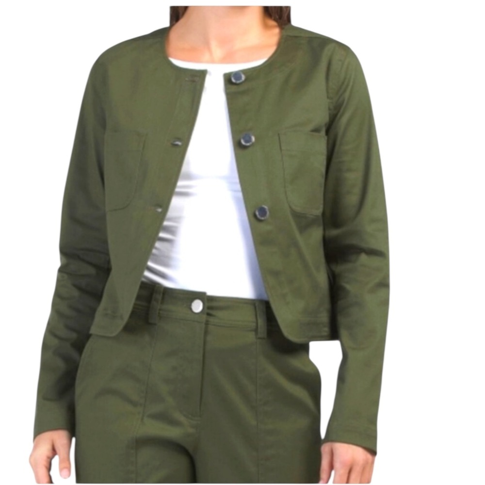 Derek‎ Lam 10 Crosby NWT Cropped Utility Field Jacket Womens Medium Army Green